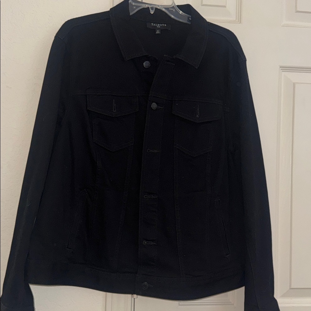 LIKE NEW, Talbots black denim jean jacket. - Picture 2 of 7